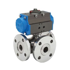 Three Way Floating Design Ball Valve Reduce or Full Bore Pneumatic Operated