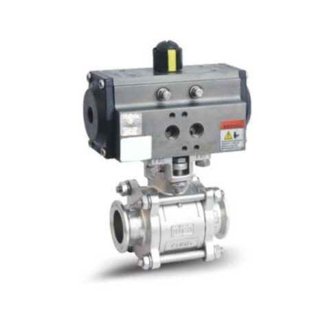 Floating Three Piece Design Ball Valve Pneumatic Operated